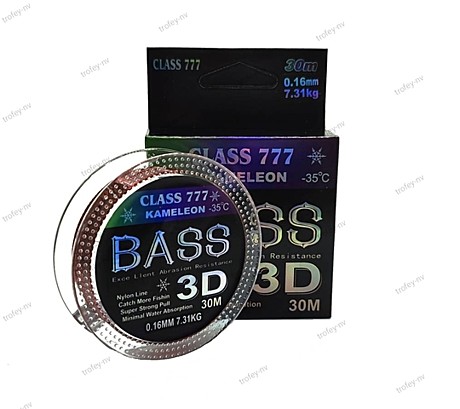 Леска BASS CLASS 777 Kameleon 3D 30м. 0,14мм. test 5.90kg